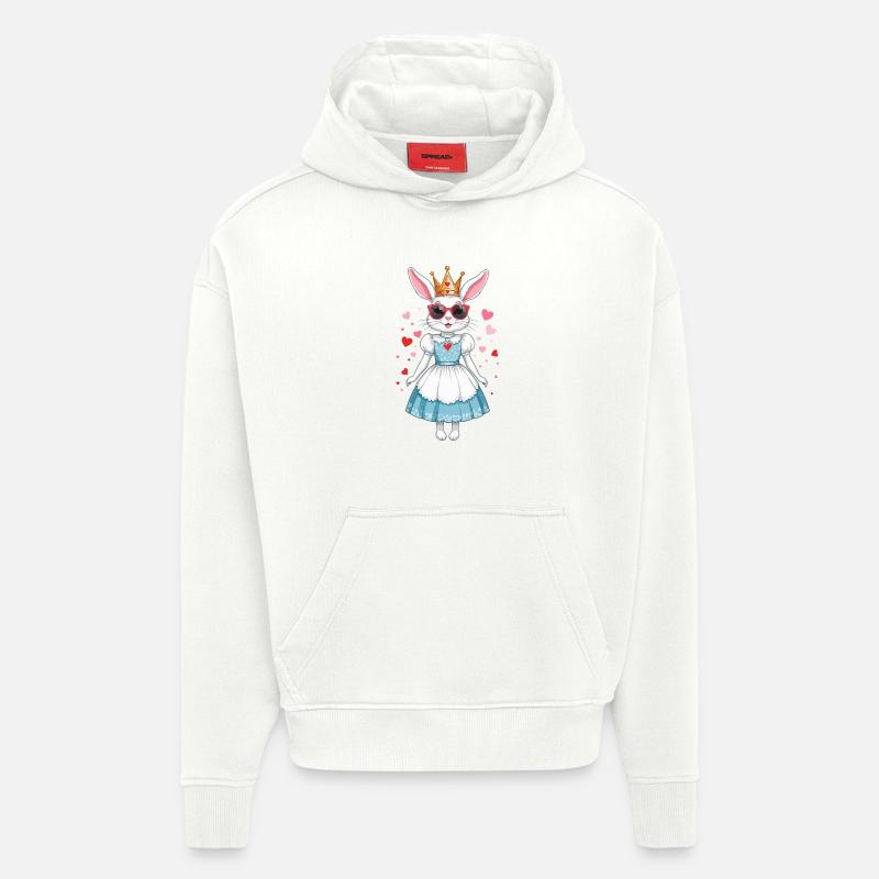Mignon Lapins Princesse - Sweat à capuche bio épais oversize fabriqué en UE - OFF WHITE