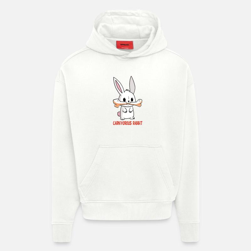 Lapin blanc carnivore - Sweat à capuche bio épais oversize fabriqué en UE - OFF WHITE
