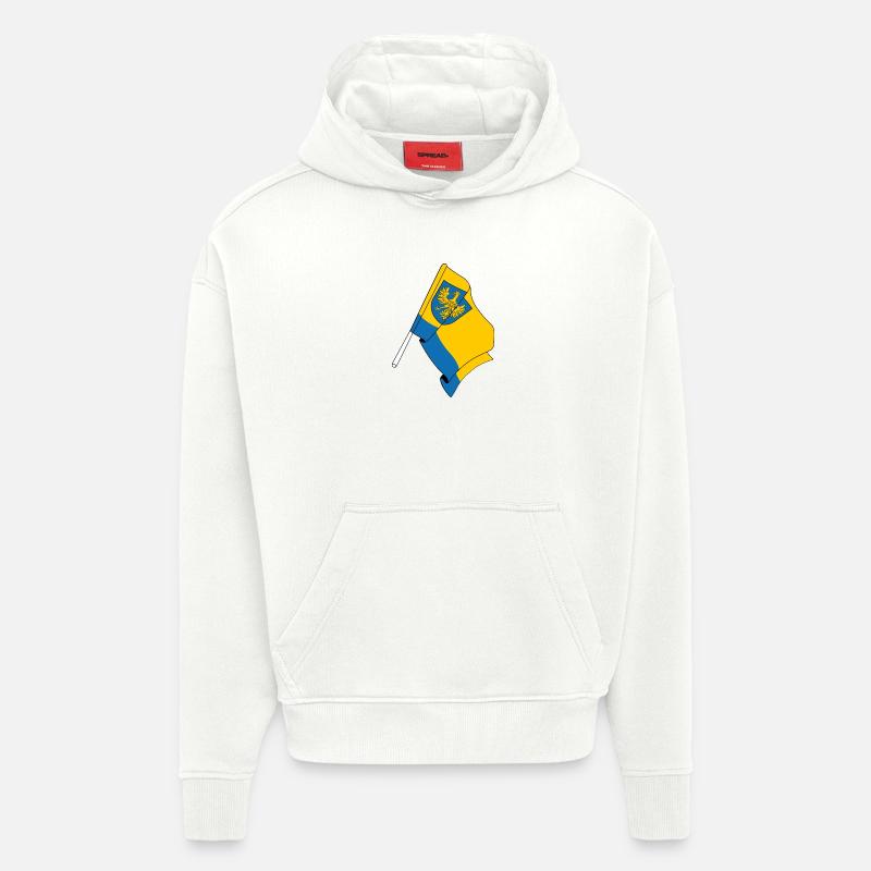 Drapeau Opole Pologne - Sweat à capuche bio épais oversize fabriqué en UE - OFF WHITE