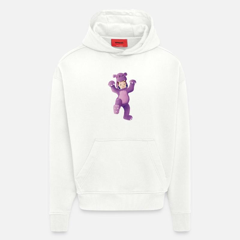 Garçon déguisé en hippopotame - Sweat à capuche bio épais oversize fabriqué en UE - OFF WHITE