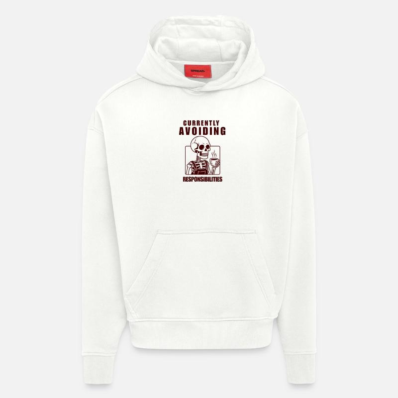 Squelette évitant les responsabilités Conception - Sweat à capuche bio épais oversize fabriqué en UE - OFF WHITE