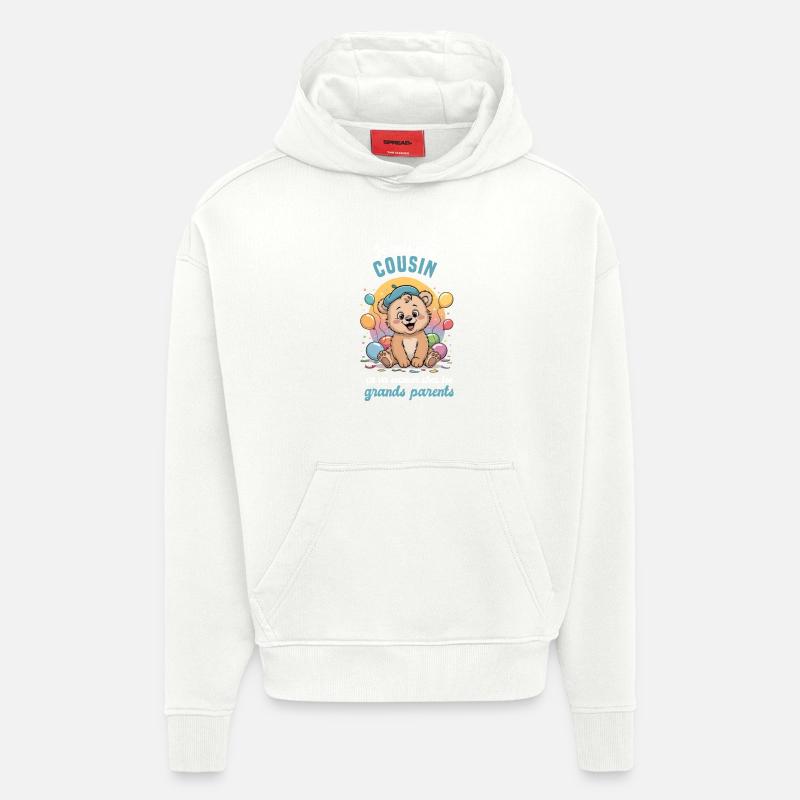 Cadeau Annonce Grossesse Cousin Garçon Tonton - Sweat à capuche bio épais oversize fabriqué en UE - OFF WHITE