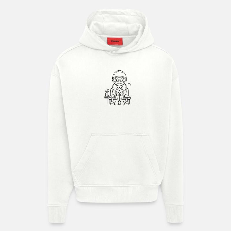 Caniche chez le coiffeur - Sweat à capuche bio épais oversize fabriqué en UE - OFF WHITE