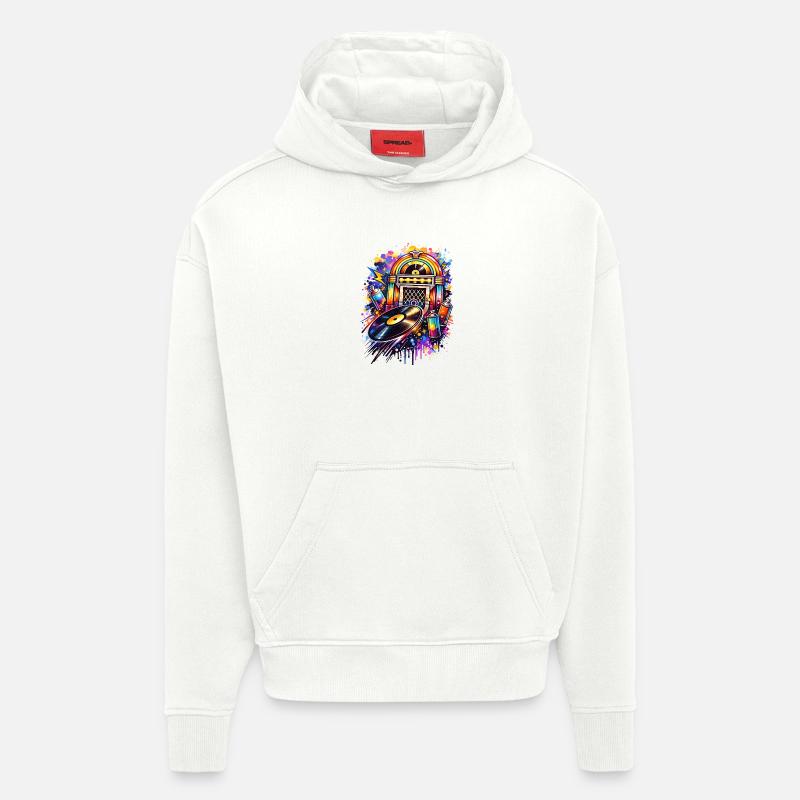 Bunte Jukebox im Graffiti-Style mit Schallplatte - Hoodie- made by SPREAD  - OFF WHITE