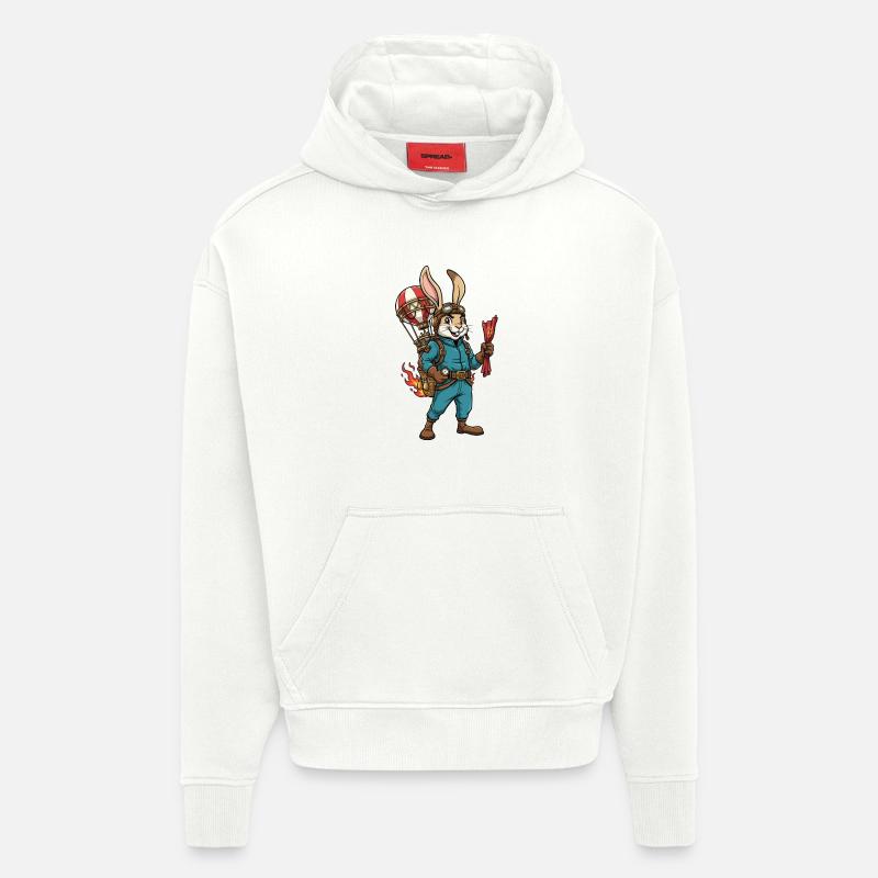 Rabbit Aviator Steampunk Heißluftballonflug - Hoodie- made by SPREAD  - OFF WHITE