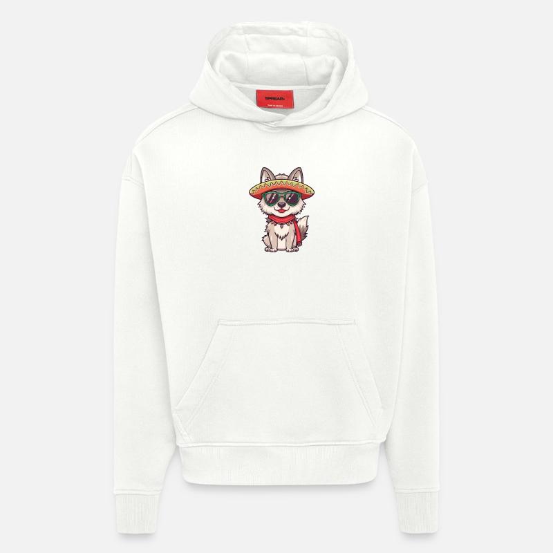 Sombrero drôle de Fox Comic - Sweat à capuche bio épais oversize fabriqué en UE - OFF WHITE