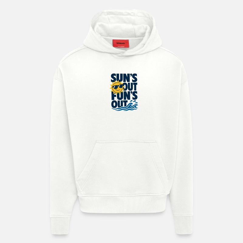 Soleil S’amuse Été - Sweat à capuche bio épais oversize fabriqué en UE - OFF WHITE