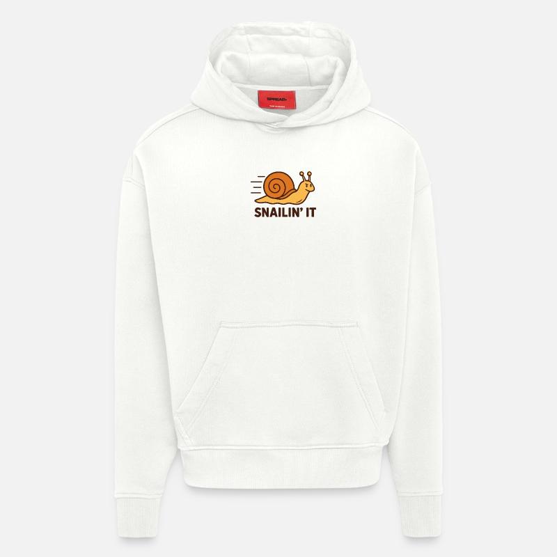 Snailin' It – Déterminé et rapide - Sweat à capuche bio épais oversize fabriqué en UE - OFF WHITE