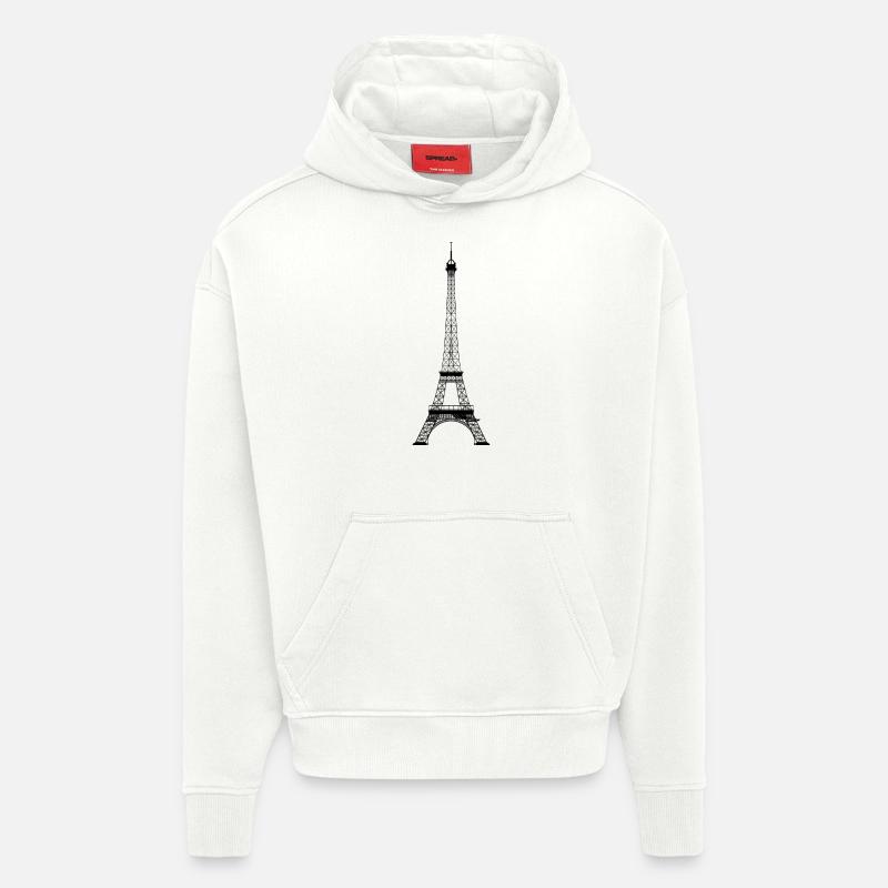tour Eiffel - Sweat à capuche bio épais oversize fabriqué en UE - OFF WHITE