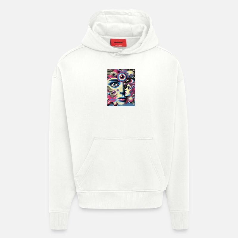 Vision Cosmique - Vue à l’infini - Sweat à capuche bio épais oversize fabriqué en UE - OFF WHITE