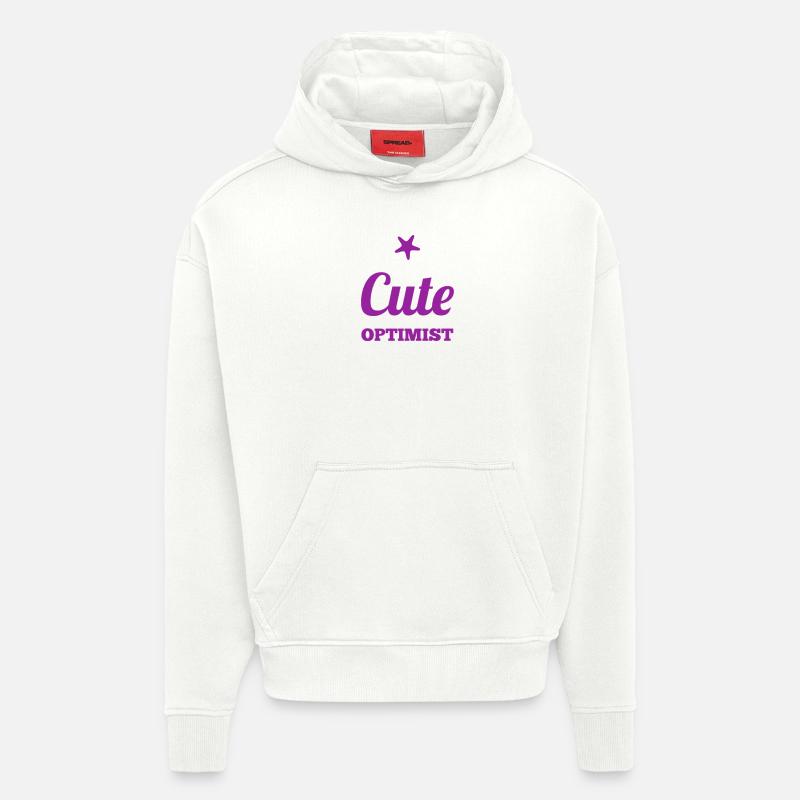 Idée cadeau Optimist sucrée - Sweat à capuche bio épais oversize fabriqué en UE - OFF WHITE
