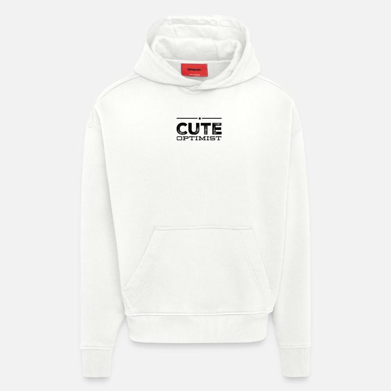 Optimiste mignon - Sweat à capuche bio épais oversize fabriqué en UE - OFF WHITE