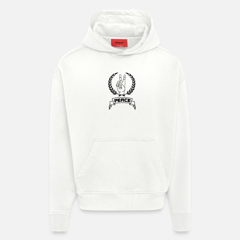 Geste de la main paix - Sweat à capuche bio épais oversize fabriqué en UE - OFF WHITE