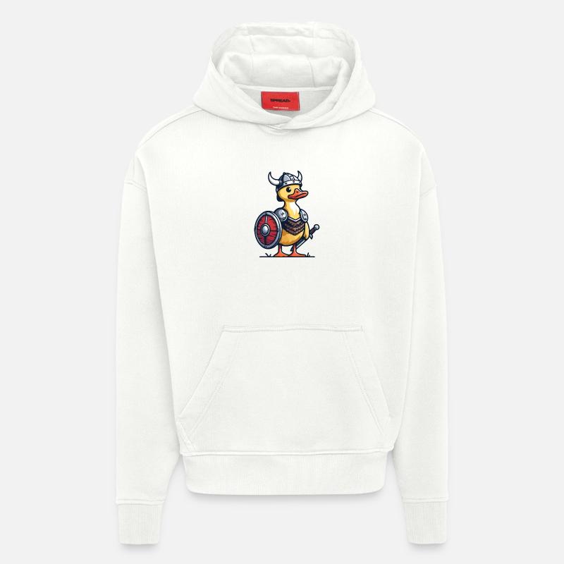 Viking Quack : Le canard du Valhalla - Sweat à capuche bio épais oversize fabriqué en UE - OFF WHITE