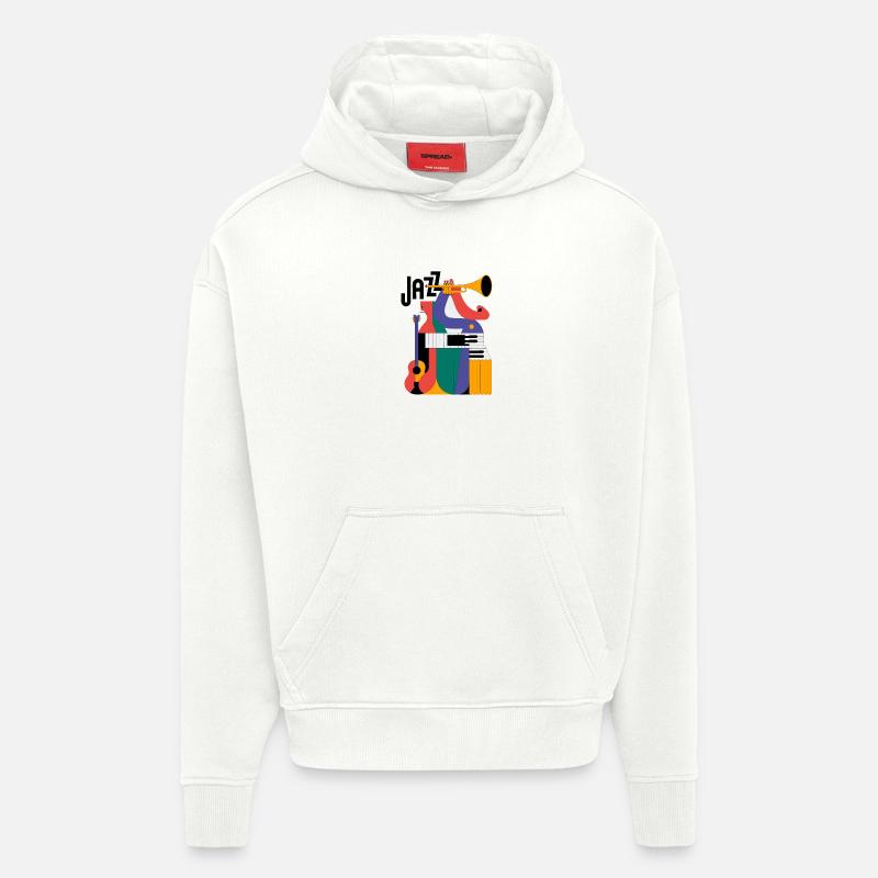 Conception de composition musicale astucieuse - Sweat à capuche bio épais oversize fabriqué en UE - OFF WHITE