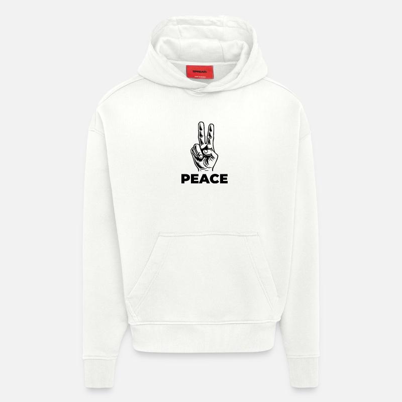 Peace – Statement mit Handzeichen - Hoodie- made by SPREAD  - OFF WHITE