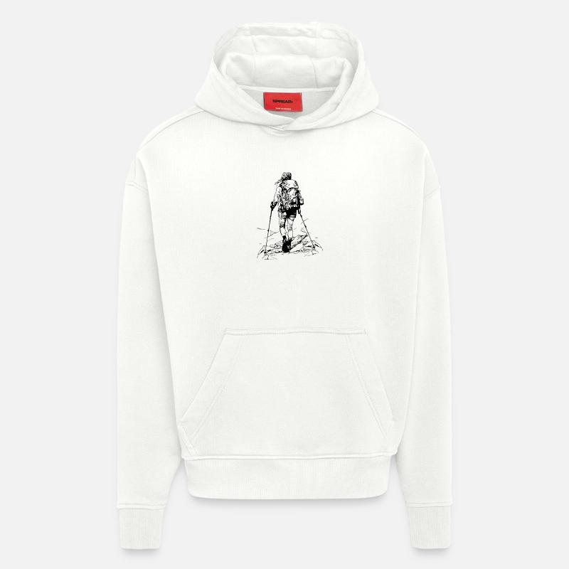 Femme, randonneuse, amoureuse de la nature - Sweat à capuche bio épais oversize fabriqué en UE - OFF WHITE