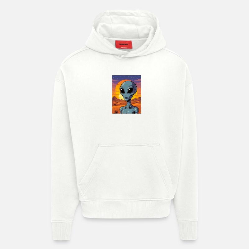 Grey Encounter – Le visage de l’inconnu - Sweat à capuche bio épais oversize fabriqué en UE - OFF WHITE