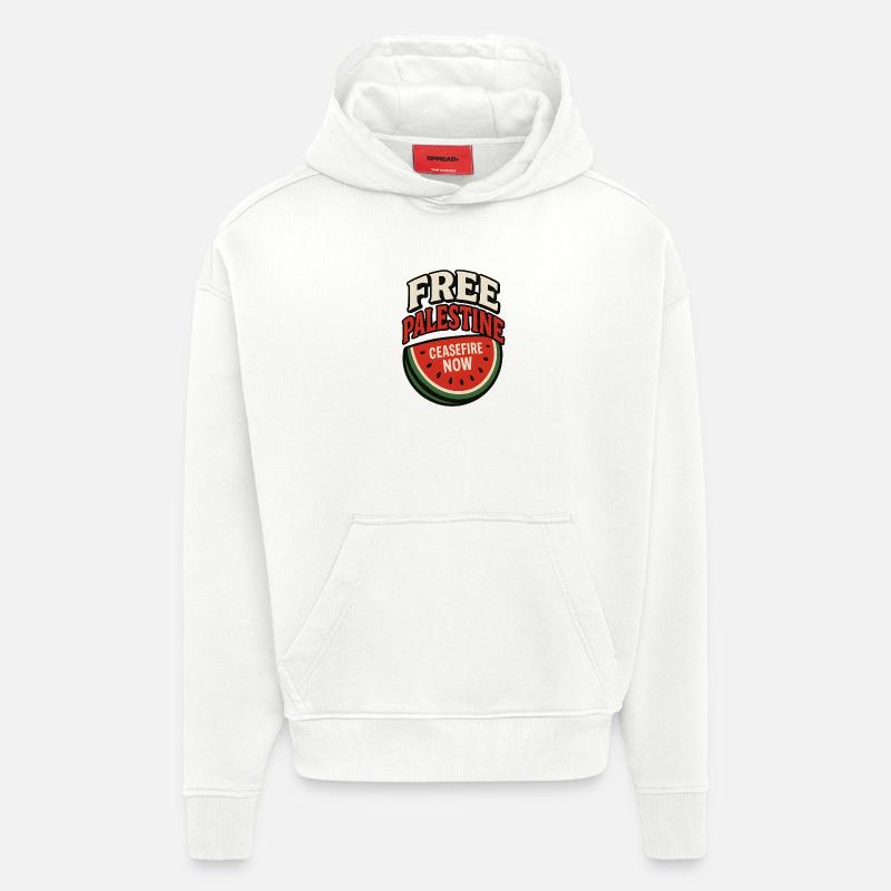 Paix Palestine Cessez le Feu Pastèque - Sweat à capuche bio épais oversize fabriqué en UE - OFF WHITE