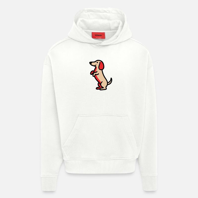 Süßer Dackel Hund Männchen Comic - Hoodie- made by SPREAD  - OFF WHITE