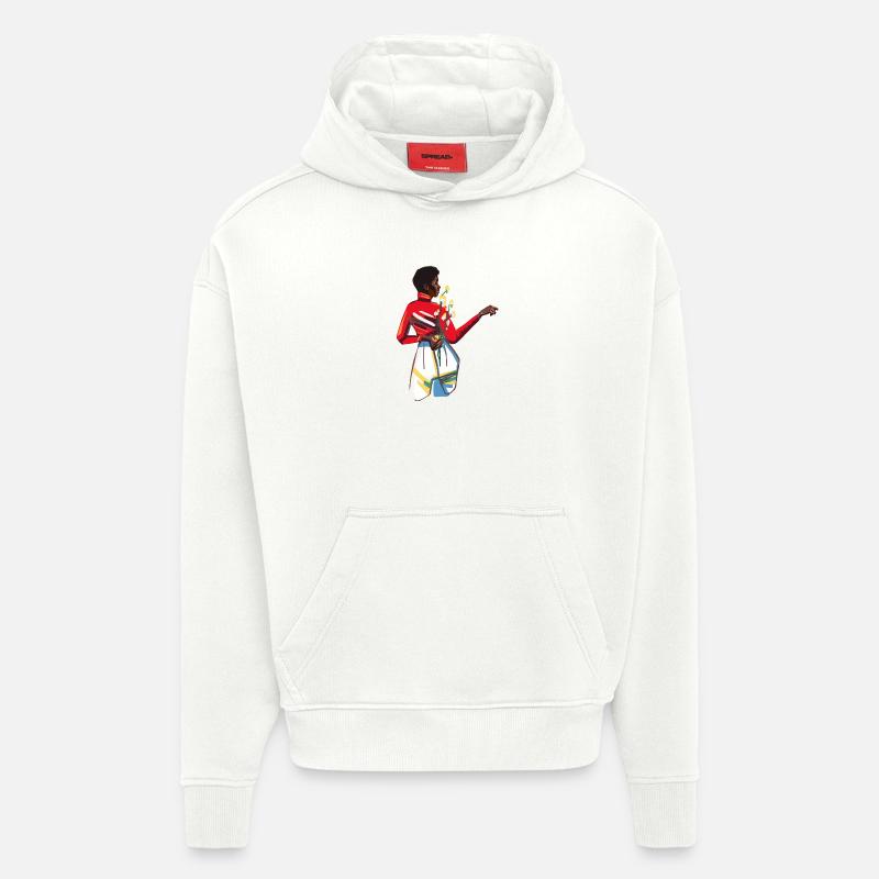 Dame aux fleurs - Sweat à capuche bio épais oversize fabriqué en UE - OFF WHITE
