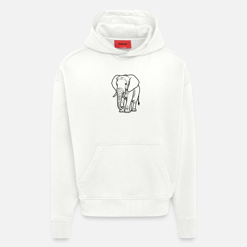 éléphant - Sweat à capuche bio épais oversize fabriqué en UE - OFF WHITE