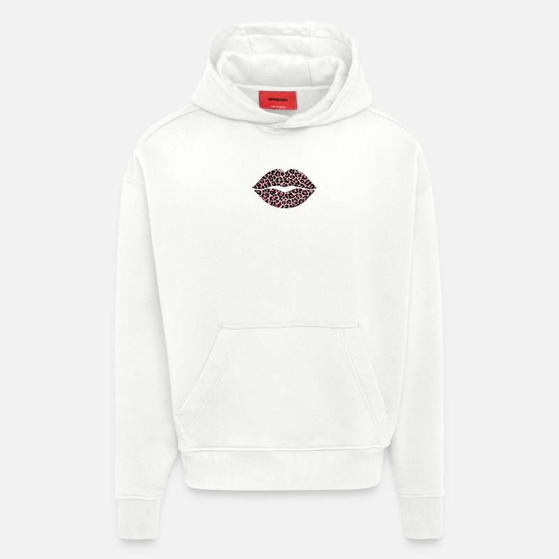 Lèvres Leoprint - Sweat à capuche bio épais oversize fabriqué en UE - OFF WHITE