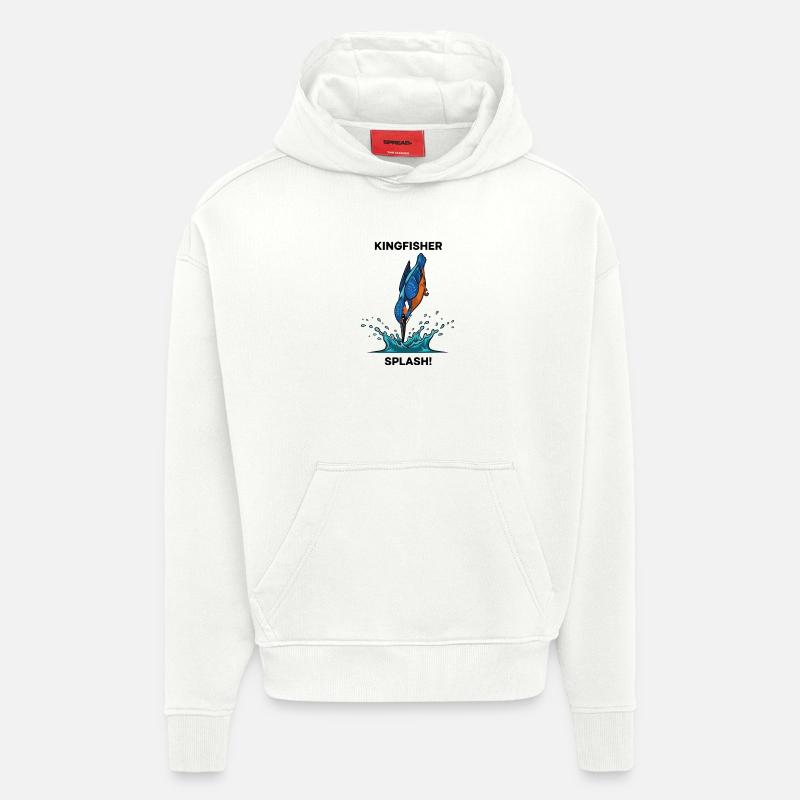 Martin-pêcheur Splash Kingfisher Rivière - Sweat à capuche bio épais oversize fabriqué en UE - OFF WHITE