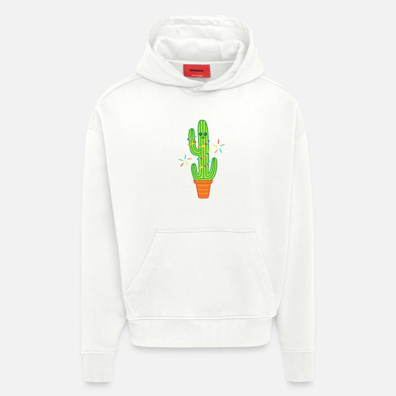 Süßer Comic Kaktus grün - Hoodie- made by SPREAD  - OFF WHITE