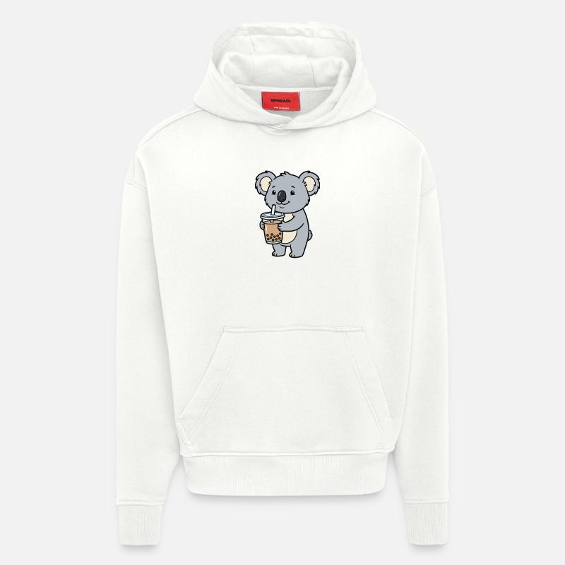 Bubble tea au koala - Sweat à capuche bio épais oversize fabriqué en UE - OFF WHITE