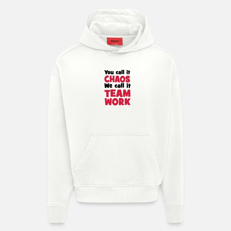Travail d’équipe - Sweat à capuche bio épais oversize fabriqué en UE - OFF WHITE
