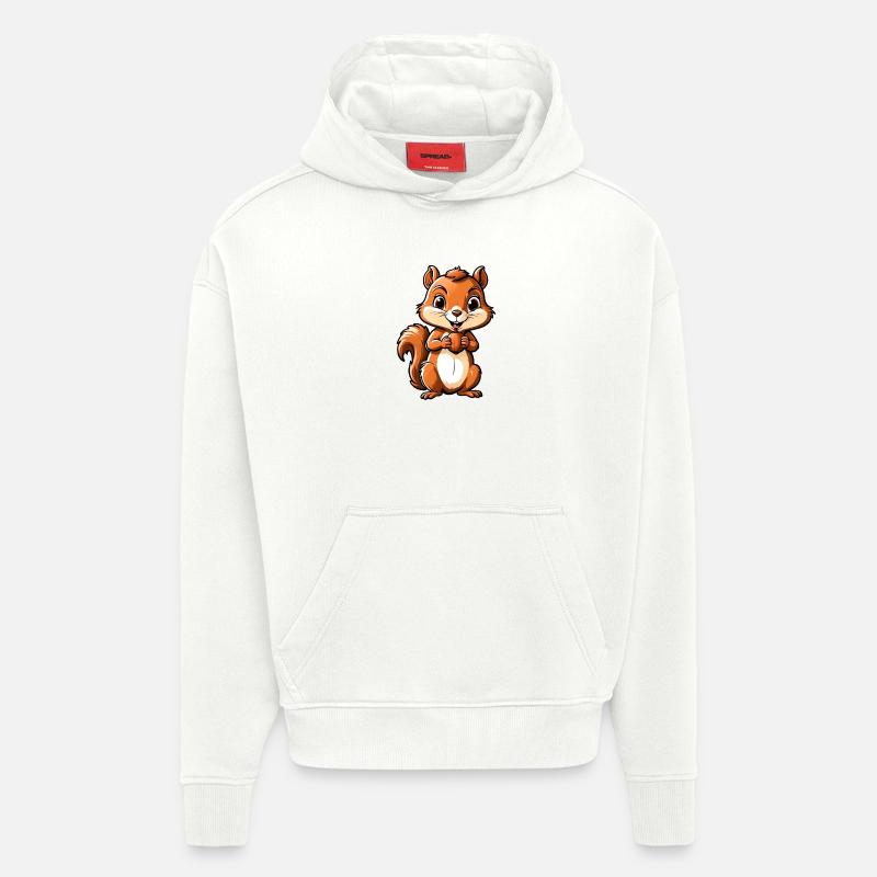 Niedliches Cartoon-Eichhörnchen mit Eichel - Hoodie- made by SPREAD  - OFF WHITE