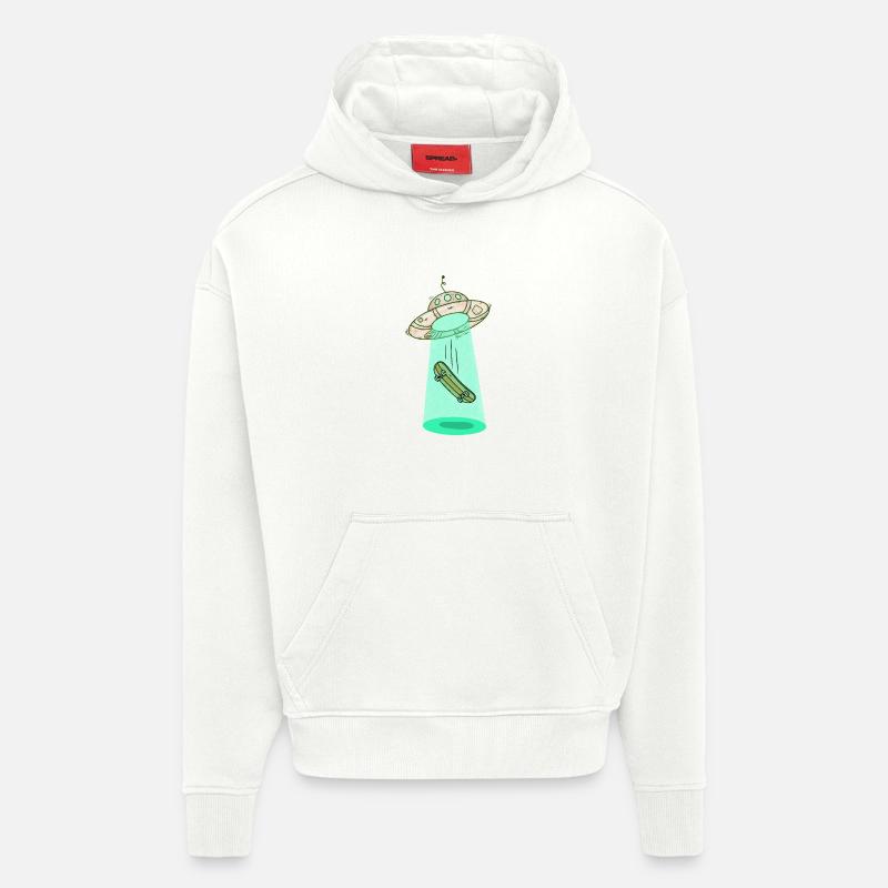 Faisceau de skateboard Ufo - Sweat à capuche bio épais oversize fabriqué en UE - OFF WHITE