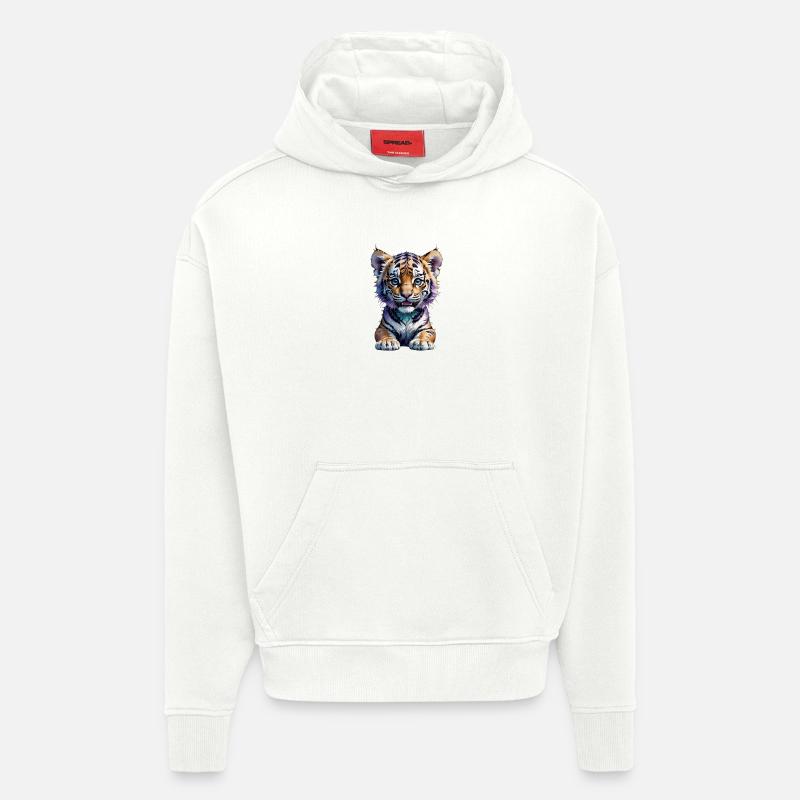 Petit petit tigre mignon - Sweat à capuche bio épais oversize fabriqué en UE - OFF WHITE