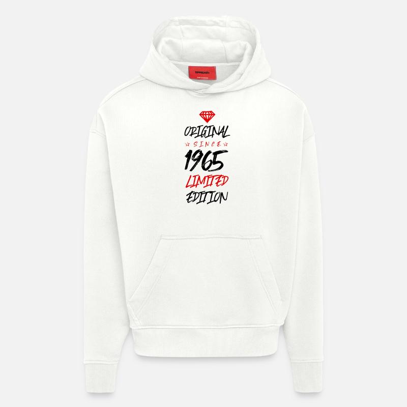 1965 Édition limitée - Sweat à capuche bio épais oversize fabriqué en UE - OFF WHITE