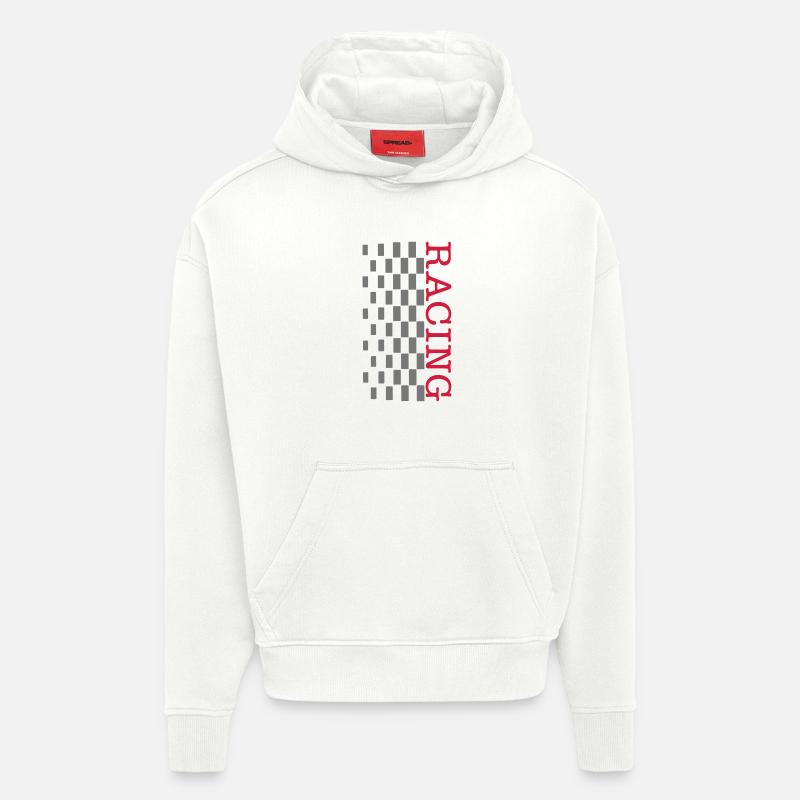 Drapeau de course - Sweat à capuche bio épais oversize fabriqué en UE - OFF WHITE