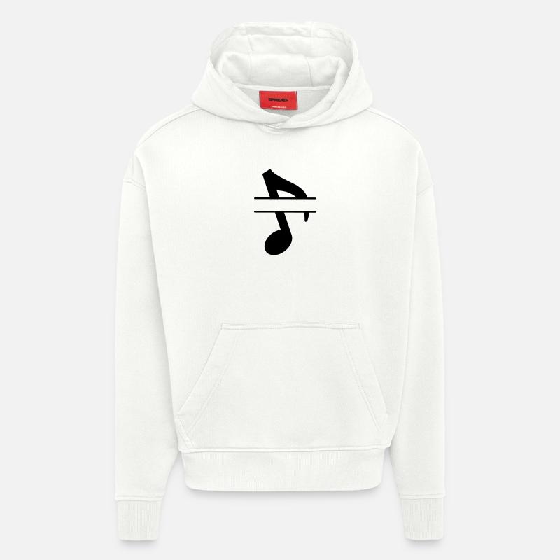 Bannière de texte note de musique - Sweat à capuche bio épais oversize fabriqué en UE - OFF WHITE