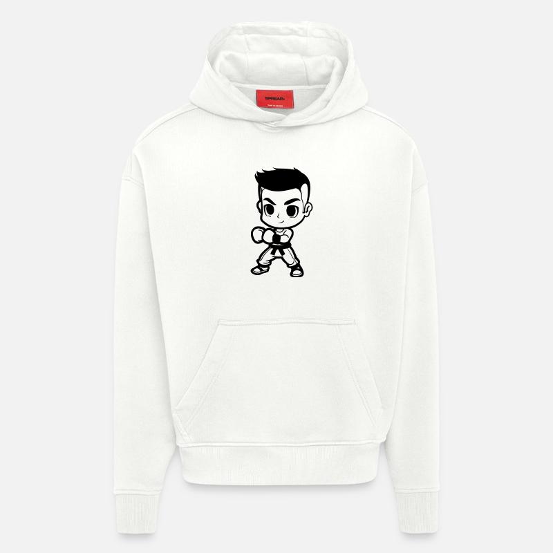 Kickboxing Garçon Look Comique - Sweat à capuche bio épais oversize fabriqué en UE - OFF WHITE