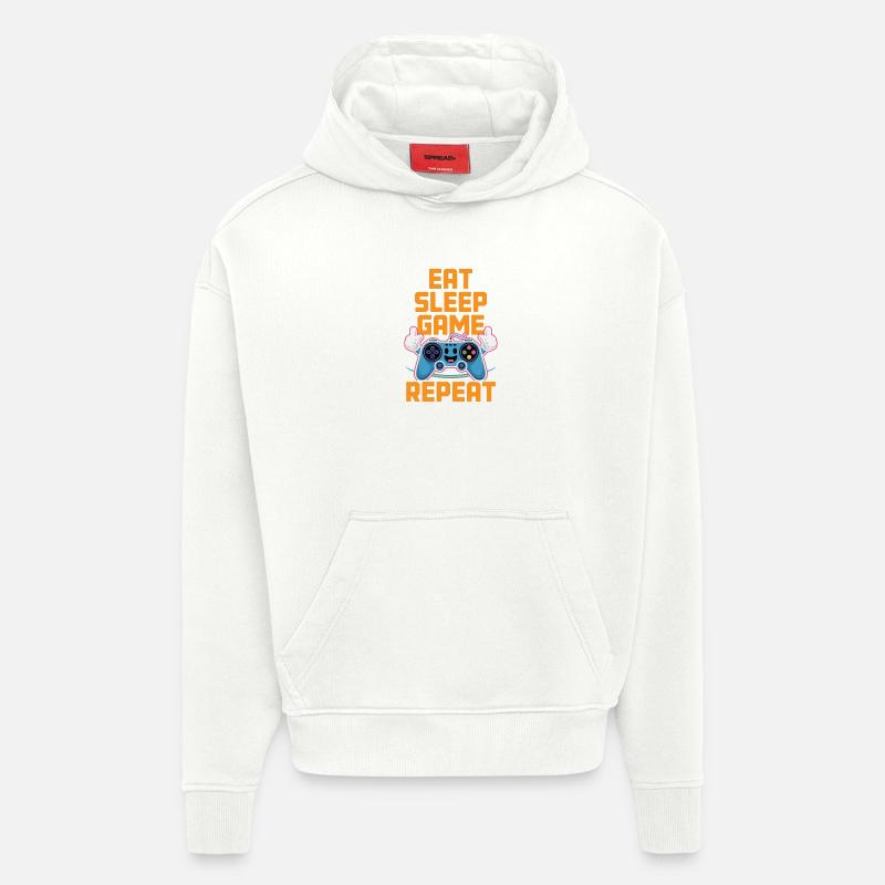 Jeu Manger et Dormer : Répéter - Sweat à capuche bio épais oversize fabriqué en UE - OFF WHITE