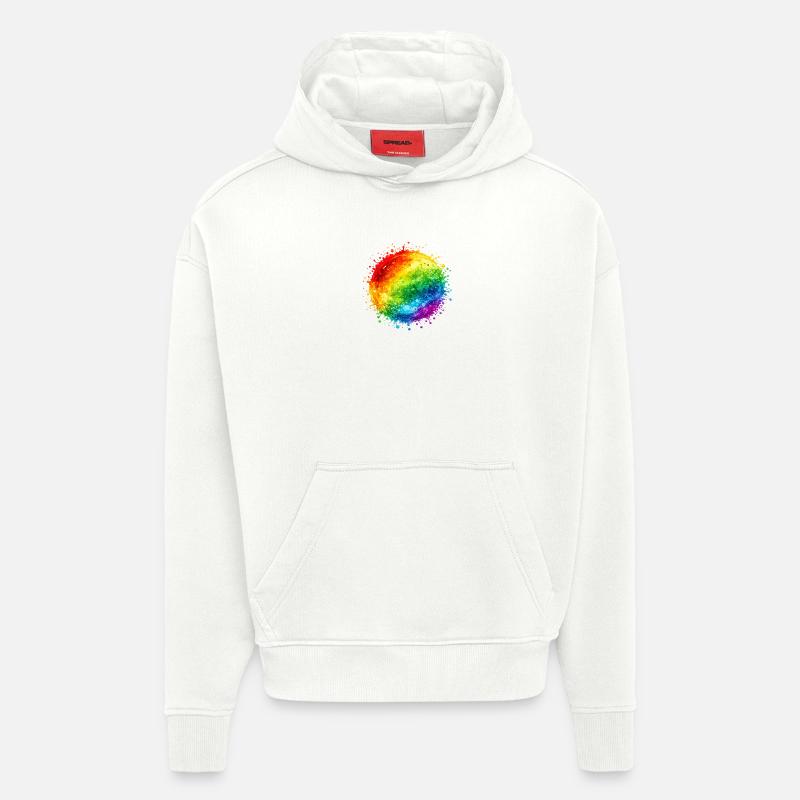 Regenbogenfarbene Farbspritzer Explosion - Hoodie- made by SPREAD  - OFF WHITE