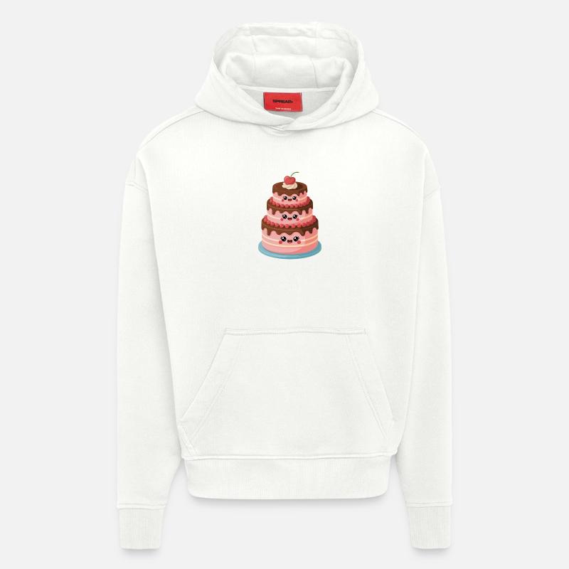 Kuchen Comic süß - Hoodie- made by SPREAD  - OFF WHITE