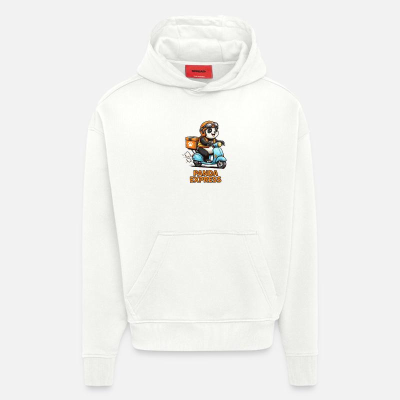 Panda leveringsscooter - Heavyweight Oversized Organic hettegenser produsert i EU - OFF WHITE