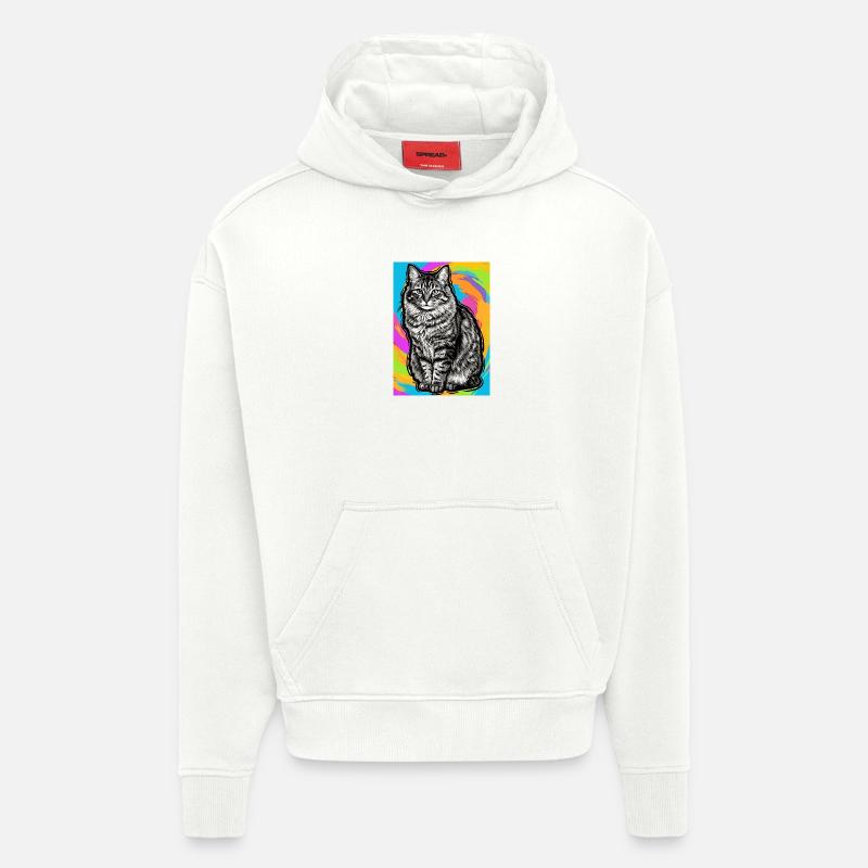 chat - Sweat à capuche bio épais oversize fabriqué en UE - OFF WHITE