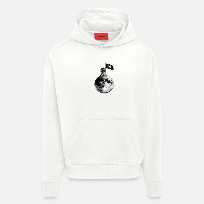 Drapeau lunaire avec panneau jupe - Sweat à capuche bio épais oversize fabriqué en UE - OFF WHITE