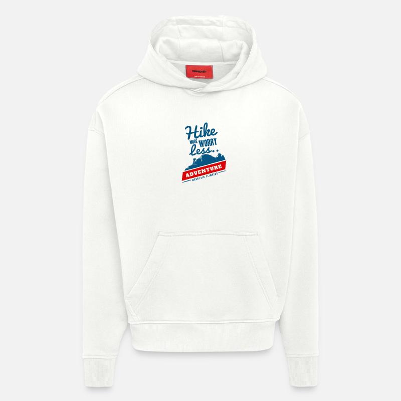 Hike More Worry Less Adventure - Sweat à capuche bio épais oversize fabriqué en UE - OFF WHITE