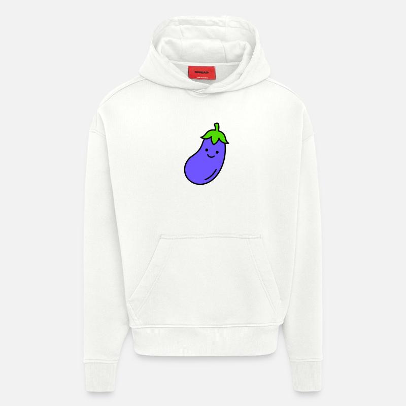 aubergine - Sweat à capuche bio épais oversize fabriqué en UE - OFF WHITE