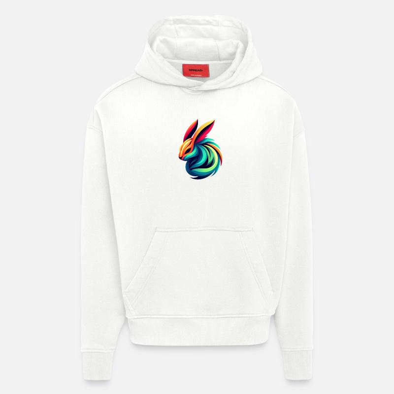 Lapin Couleur Éclatante - Sweat à capuche bio épais oversize fabriqué en UE - OFF WHITE
