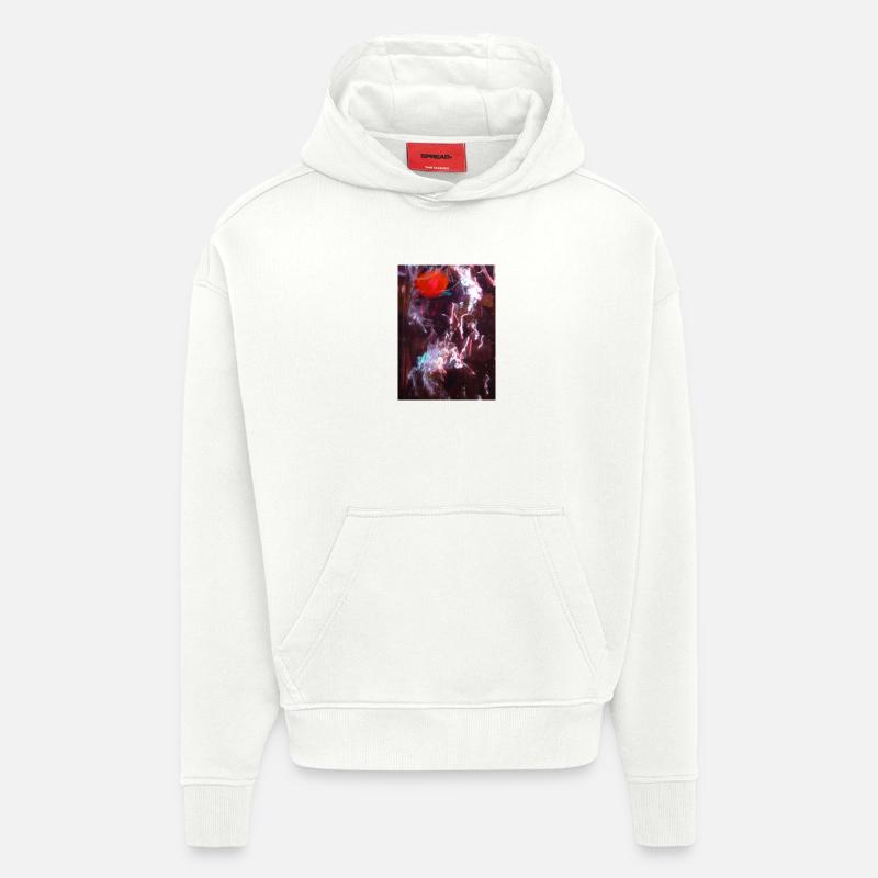 Reflet du fluide néon - Sweat à capuche bio épais oversize fabriqué en UE - OFF WHITE