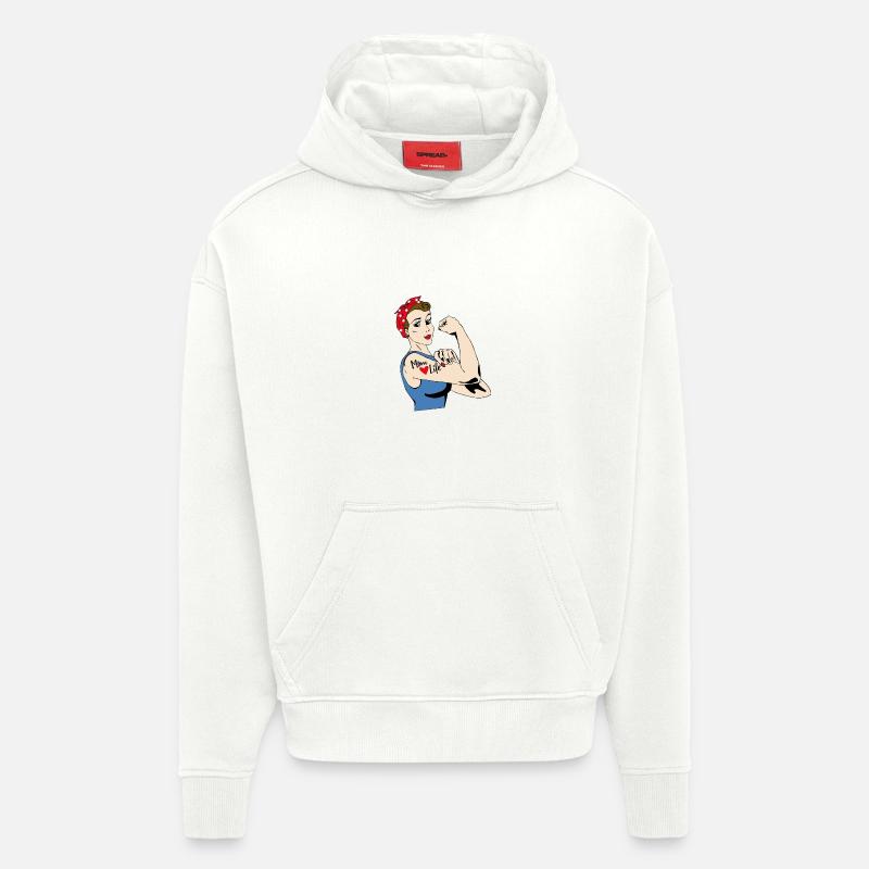 La vie de maman - Sweat à capuche bio épais oversize fabriqué en UE - OFF WHITE