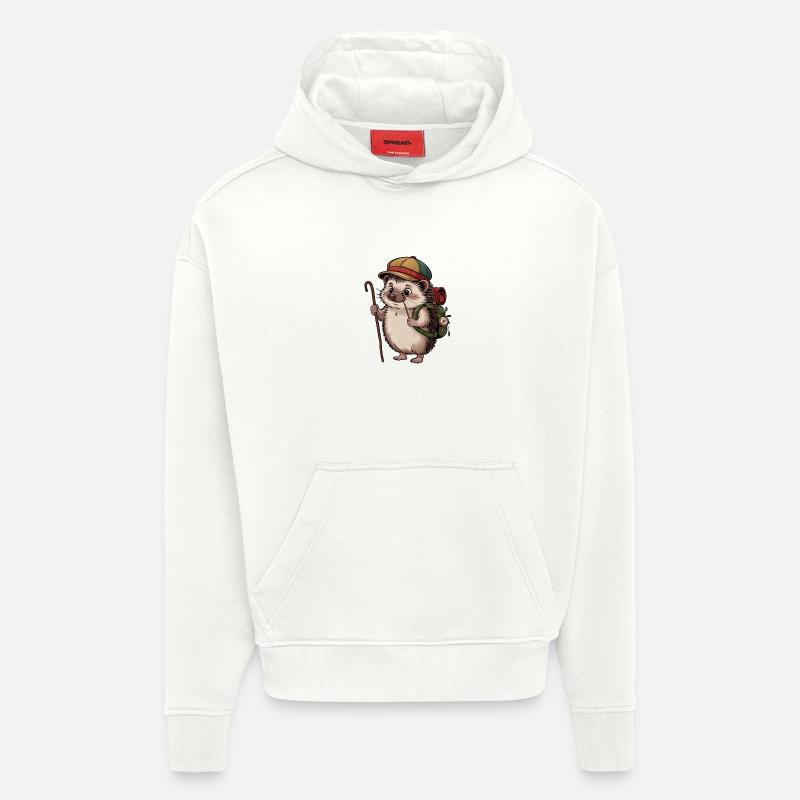 Igel mit Rucksack auf Wanderschaft - Hoodie- made by SPREAD - OFF WHITE